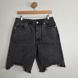 Beige Botany Boutique High Waisted Black Grey Bermuda Distressed Jean Shorts